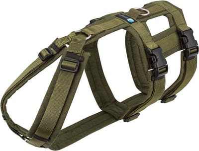 AnnyX Hondentuig - SAFETY - Veiligheidstuig - Anti-Ontsnappingstuig - Olijfgroen - maat S - Borstomvang 52-64 cm - Gewicht hond 11-21 kg