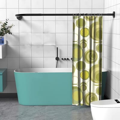 Famanu - L-vormige douchegordijnstang zwart, uitschuifbaar 70-95 × 90-130 cm, zonder boren