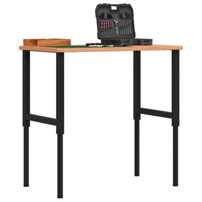 vidaXL - Werkbank - rechthoekig - 100x60x(71,5-98) - cm - massief - beukenhout