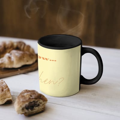 Magische Mok - Foto op Warmte Mokken - Koffiemok - Geel - Oranje - if not now then when - Magic Mok - Beker - 350 ML - Theemok
