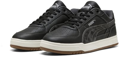 PUMA Puma Caven III Crafted Leather Unisex Sneakers - PUMA Black-Gray Echo-Moody Gray
