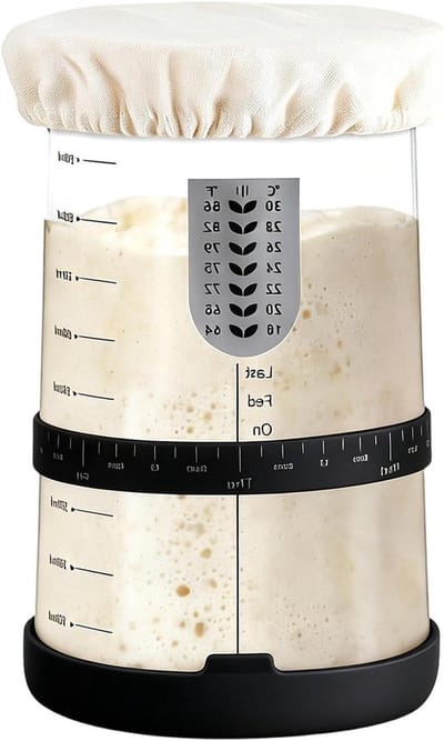 Zuurdesempot Met Deksel - Fermentatiepot Starter - Zelf Brood Bakken - Precisie Bak Controle - 196 x 106 cm - Transparant