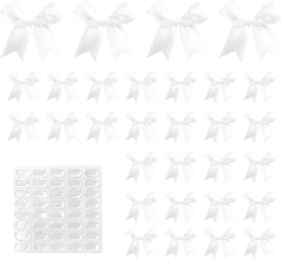 30 Witte Strikken voor Cadeaus, 3 Inch Satijnen Bogen met Plakpunten voor Bruiloften, Verjaardagen en Kerstdecoratie