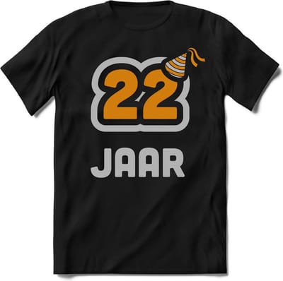 22 Jaar Feest kado T-Shirt Heren / Dames - Perfect Verjaardag Cadeau Shirt - Goud / Zilver - Maat L