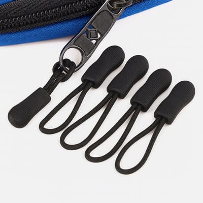 5x Zwarte Rits Trekkers – Vervangende Rits Trekkers & Slider Verlengers – Afneembare Rits Hulpjes voor Rugzakken, Jassen, Bagage en Portemonnees