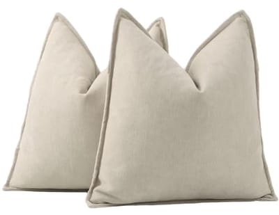 Set van 2 Geweven Chenille Franje Kussenslopen - Superzachte Decoratieve Kussenhoezen 50x50 cm