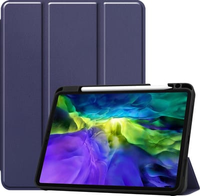 Hoesje - Geschikt voor Apple iPad Pro (2020) - 11 inch - Dun & Stevig - Trifold Bookcase - Hard Cover Case - Met Uitsparing Geschikt voor Apple Pencil - Hardcover Book - Tablet Hoes - Donkerblauw