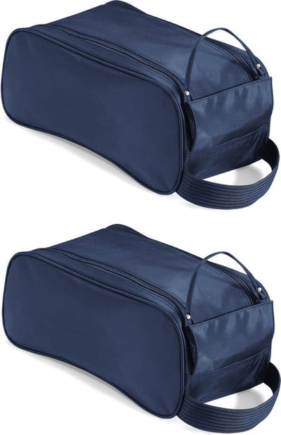 Schoenentas/reistas - 2x stuks - donkerblauw - 9 liter - 35 x 18 x 16 cm - nylon 420D - Reis opbergtas voor een paar schoenen