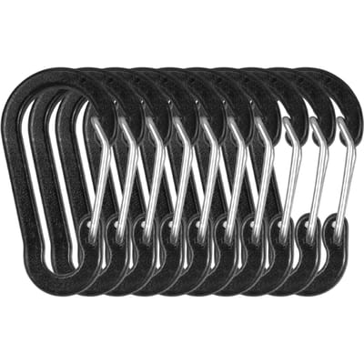 Karabijnhaakclips Mini Aluminiumlegering Sleutelhanger Karabijnhaakclip D-ringen voor kamperen Wandelen Vissen 10PCS zwart