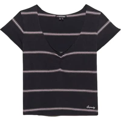 Superdry Athletic Essentials Top met Gerimpeld Patroon Blauw Grootte: 38