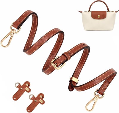 Zachte leren schouderriem met 2 adapters, bevestiging zonder boren, verstelbaar van 94-124 cm, perfect voor handtassen en reizen