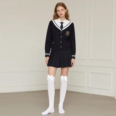 Dailygoods- Kniekousen Rekbaar - Witte Kousen met Strik - Lange Kousen tot de Knie - Ademend Nylon/Elastaan - Perfect voor Carnaval/Avond - Sokken
