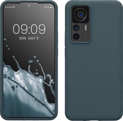 kwmobile telefoonhoesje geschikt voor Xiaomi 12T / 12T Pro - Hoesje met siliconen coating - Smartphone case in leisteen