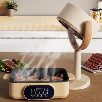 Compacte en Krachtige Mini-afzuigkap Draagbare Kookafzuigventilator voor Barbecue Koken Hete Pot - Flexibele Aanpassing van 125 ° USB-voeding
