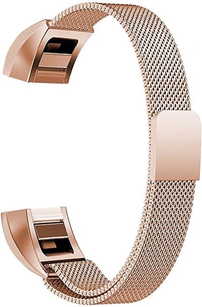 By Qubix - Compatible Fitbit bandje - Geschikt voor Fitbit Alta HR - Milanese bandje - Maat: Small - Champagne goud Smartwatch bandje
