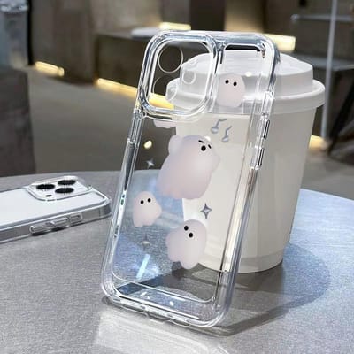 Leuk Cartoon Spook Telefoonhoesje Voor Samsung A54 Hoesje S23 A34 5g A52 A52S A53 A33 A32 A14 A23 A72 S22 S23 Ultra S21 S23 FE Hoes S24 gray