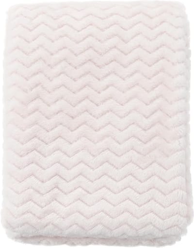 Azalia behaaglijke pluizige warme fleece babydeken voor jongens en meisjes. Peuter wieg, kinderbedje, wandelwagen. 75 cm x 100 cm. Wit (Wave Ivory / White)