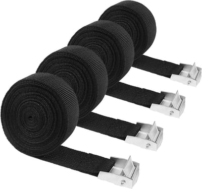Spanbanden Set - Sjorbanden Klemsluiting - Vastzetten Lading - Sterke Polyester Band - 25mm x 3m - Zwart