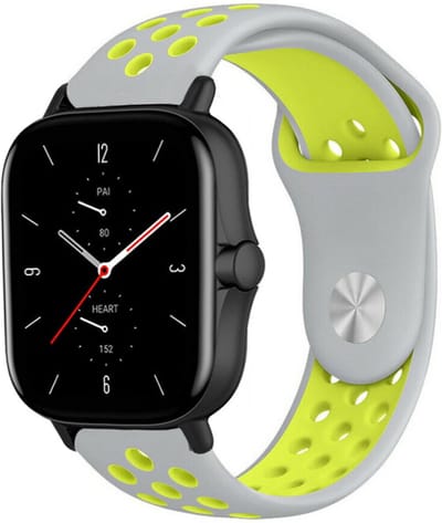 Strap-it Sport siliconen bandje - geschikt voor Xiaomi Amazfit Bip / Bip S / Bip Lite / Bip U Pro / Bip 3 / GTS 1-2-3-4 - MIni / Amazfit GTR 42mm - grijs/geel