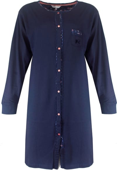 Tenderness Dames Nachthemd - Doorknoop - Diep Donker Blauw - Maat S