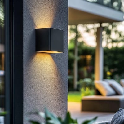Solar wandlamp buiten 'Emme' - Recht - Up down light - Warm wit licht (2700K) - IP54 - 20 lumen - Tuinverlichting op zonne-energie - Zwart