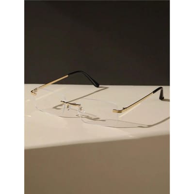 Voor Buiten Nieuwste Unisex Legering Metaal Vierkant Frame Mode Randloos Zonnebril Strandfeest Premium Kwaliteit Comfortabel Dagelijks Gebruik beige