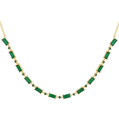 Bijoutheek Collier Vierkante Stenen Groen