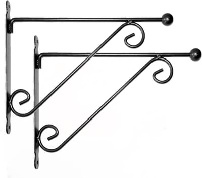 Esschert Design Muurhaak/plantenhaak met dubbele sierkrul - Set van 2x stuks - voor plantenpotten - metaal - 39 x 31 cm - hanging basket haak