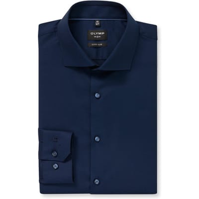 OLYMP No. Six Overhemd, Super Slim, Royal Kent, Marineblauw