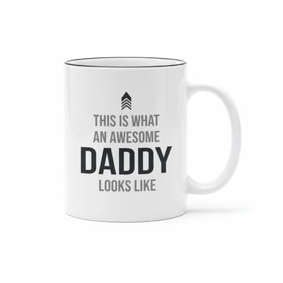 'Awesome Daddy Looks Like' Mok - Vaderdag Cadeau - 330 ml - Beste Papa Koffie Beker - Verjaardagscadeau (Zwarte Rand)