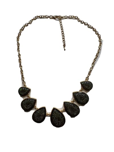Petra's Sieradenwereld - Goudkleurige ketting met druppels met strass (1077)