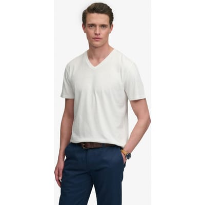 Superdry - Katoenen Linnen V-hals T-shirt Relaxed Pasvorm - Heren - T-shirts