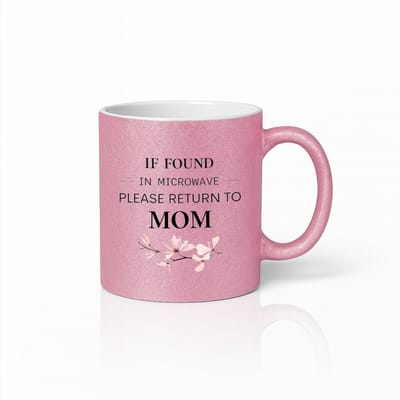 Roze Keramische Mok - If Found In Microwave Please Return To Mom - Decoratieve Koffiebeker - Uniek Cadeau voor Mama