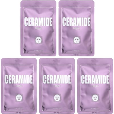 Lapcos, Ceramide Firming Beauty Sheet Mask Set, 5 sheets, 25 ml (0.84 fl oz) each gray