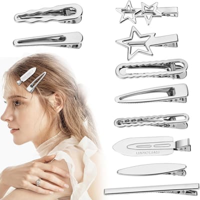Set van 10 Zilveren Metalen Alligator Haarspelden - Stevige & Dunne Klemmen voor Alle Haartypes