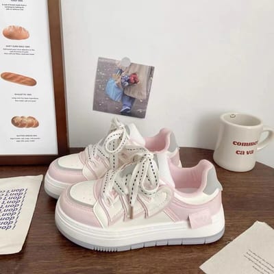 Kleine Witte Schoenen Kinderen Lente en Herfst Nieuwe Ins Tide Dikke Basisplaat Schoenen Veelzijdige Casual Schoenen 40 roze