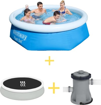 Zwembad - Fast Set - 244 x 66 cm - Inclusief Solarzeil & Filterpomp