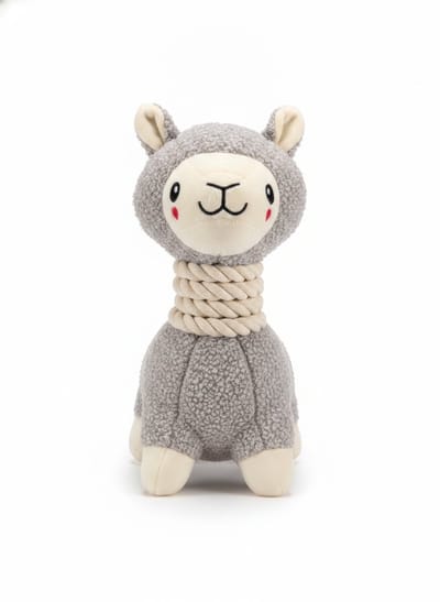 Hondenspeeltje Alpaca voor Honden en Puppy's - Zachte Pluche Knuffel met Duurzaam Touw - Ideaal als Kauwspeeltje en Speelmaatje - Interactief Speelgoed voor Kleine en Middelgrote Honden - animalking Hondenspeelgoed - Lama - Grijs