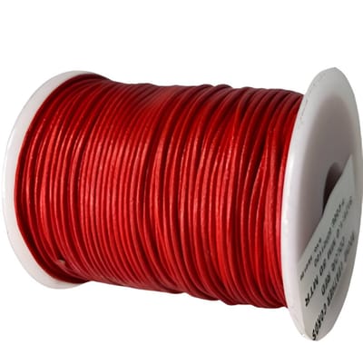 Leren Koord Rond, 50 m x 1 mm - Rond Lederen Koord, Voor Halskettingen, Armbanden, Sieraden, Knutselkralen en Veters (Rood)