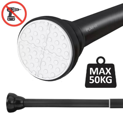 PLAY IT Gordijnroede Uitschuifbaar - 87-155cm - Max 50KG - Douchegordijnstang Zwart