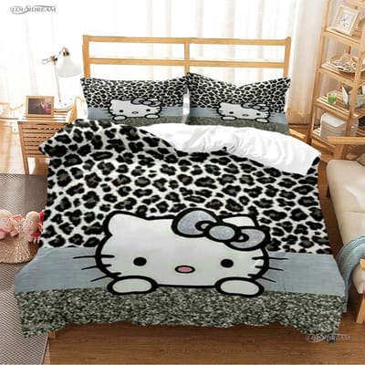 Hellokitty Cartoon Anime Vier Seizoenen Dekbedovertrek Dekbed Beddengoed Sets Zachte Dekbedhoes En Kussenslopen Enkel/Dubbel/Queen/King US Twin(172*218cm)3pcs