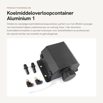 Dailygoods- Koelmiddeloverloopcontainer 1 Liter - Aluminium Fles - Herstelreservoir - Universeel Waterreservoir - Eenvoudige Installatie - Voorkomt Lekkage - Koelmiddelreservoir