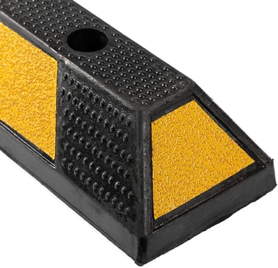 Rubbermagazijn - Rubber stootblok - Zwart/geel - LxBxH=2000x150x100mm - Parkeerstopper - Parkeerplaats bescherming