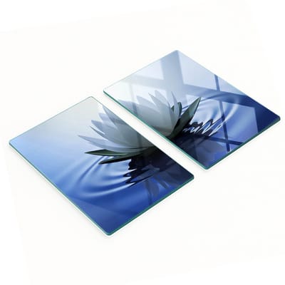 Geharde multifunctionele decoratieve glazen borden met waterleliemotief, 2x40x52 cm