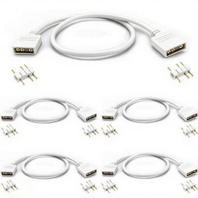 ARGB Splitter Kabel 5V 3-Pin Bus voor Ventilatoren en LED Strips - 30 cm Wit, Set van 5 - Ideaal voor RGB Verlichting en PC Koeling