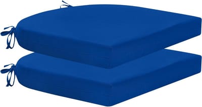 Set van 2 Ronde Tuinkussen Hoekmodel Waterdicht - Comfortabel Buiten Zitkussen 43x40x5 cm Marineblauw