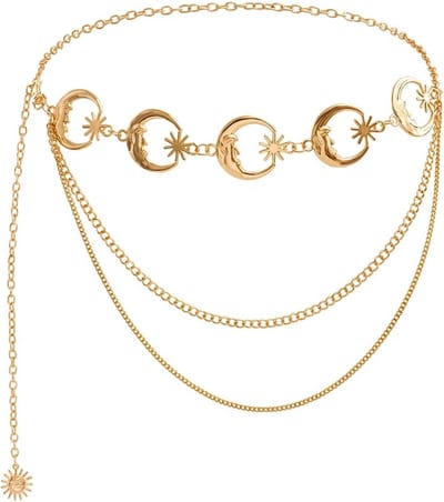 WiseGoods Premium Tailleriem Maan Dames - Damesriem - Riem Vrouw - Riemen Vrouwen - Dameskleding - Kleding Accessoires - Goud