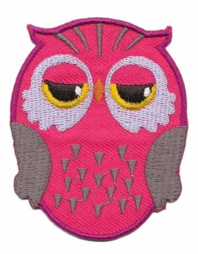 Strijkembleem - Patch - Uil fuchsia - 5,5 x 7 cm