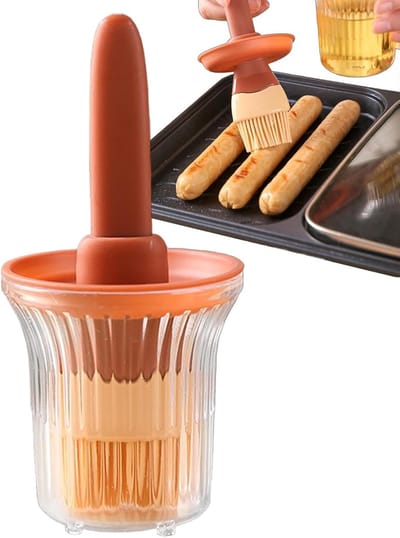 Oliefles met borstel, oliedispenser voor keuken met borstel | 2-in-1 oliedispenserfles met siliconen bakborstel | Keukengadget, porta-grillgereedschap