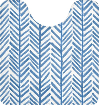 WC mat met uitsparing 55x60 cm - Antislip - Patroon - Streep - Blauw - Toiletmat met uitsnijding - Vloermat - Douchemat - Toilet tapijt - Toiletmatten